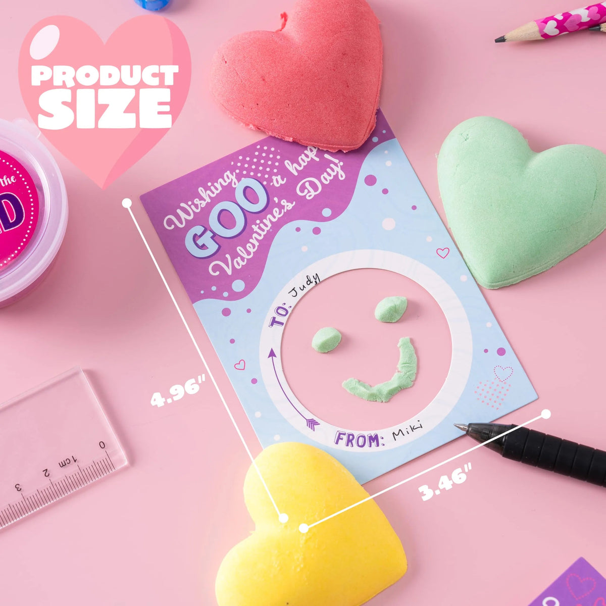 28-Pack Valentine's Sand Slime with Cards for Kids Classroom Exchange Gifts