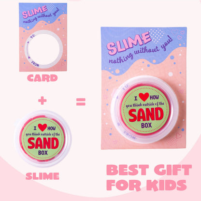 28-Pack Valentine's Sand Slime with Cards for Kids Classroom Exchange Gifts