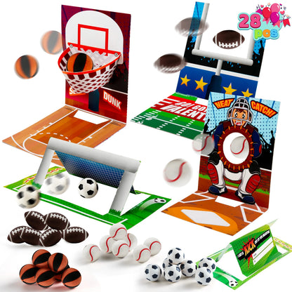 28 Sports Erasers with Valentine's Cards for Classroom Exchange