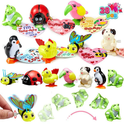 28 Light-Up Spinning Tops with Valentine's Exchange Cards for Kids