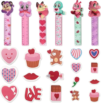 28-Piece Kids Valentine's Day Cards with Stationery Set - Classroom Exchange Gift
