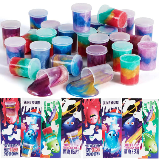 28 Cosmic Realm Slime Valentines Cards for Kids - Classroom Exchange Gifts