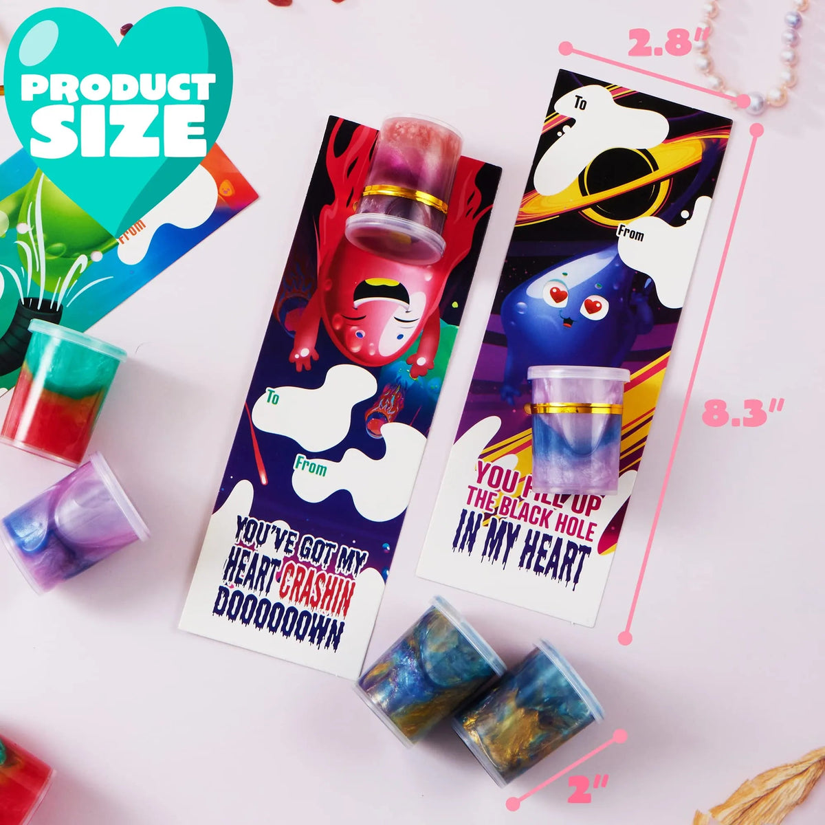 28 Cosmic Realm Slime Valentines Cards for Kids - Classroom Exchange Gifts