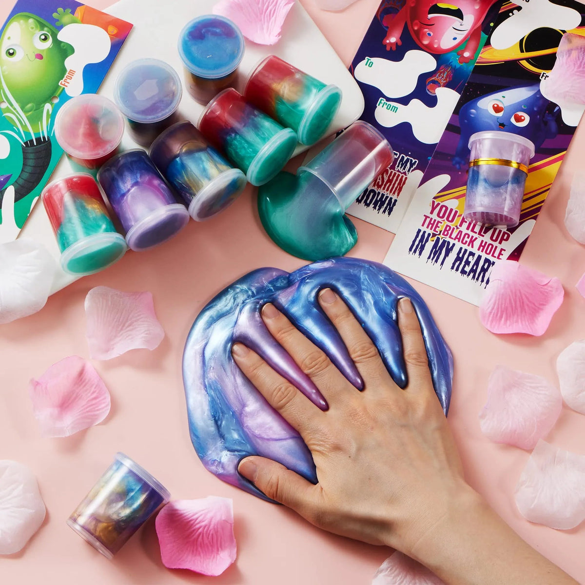 28 Cosmic Realm Slime Valentines Cards for Kids - Classroom Exchange Gifts