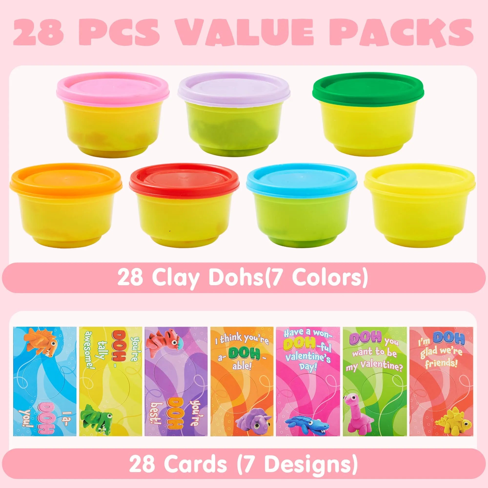28-Piece Kids Valentine's Day Cards with Classroom Exchange Gifts