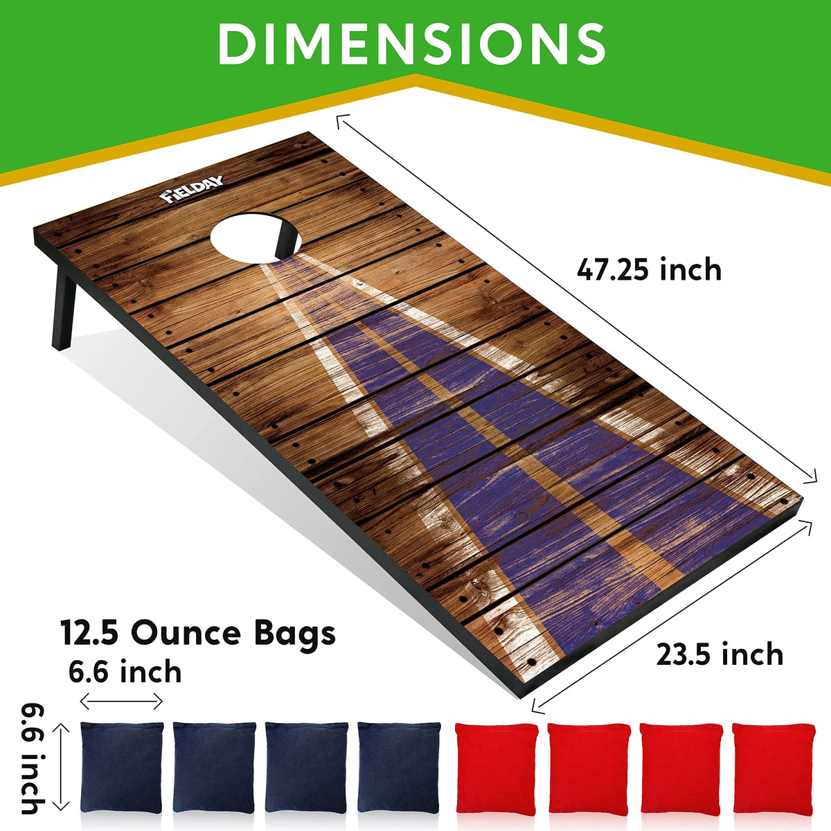 Classic Cornhole Board Toss Game Set (2-Pack, 4x2 ft) with 8 Bean Bags, Travel Case & Rules