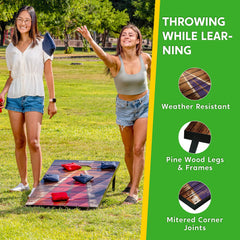Classic Cornhole Board Toss Game Set (2-Pack, 4x2 ft) with 8 Bean Bags, Travel Case & Rules