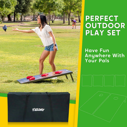 Classic Cornhole Board Toss Game Set (2-Pack, 4x2 ft) with 8 Bean Bags, Travel Case & Rules