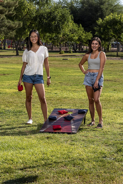 Classic Cornhole Board Toss Game Set (2-Pack, 4x2 ft) with 8 Bean Bags, Travel Case & Rules