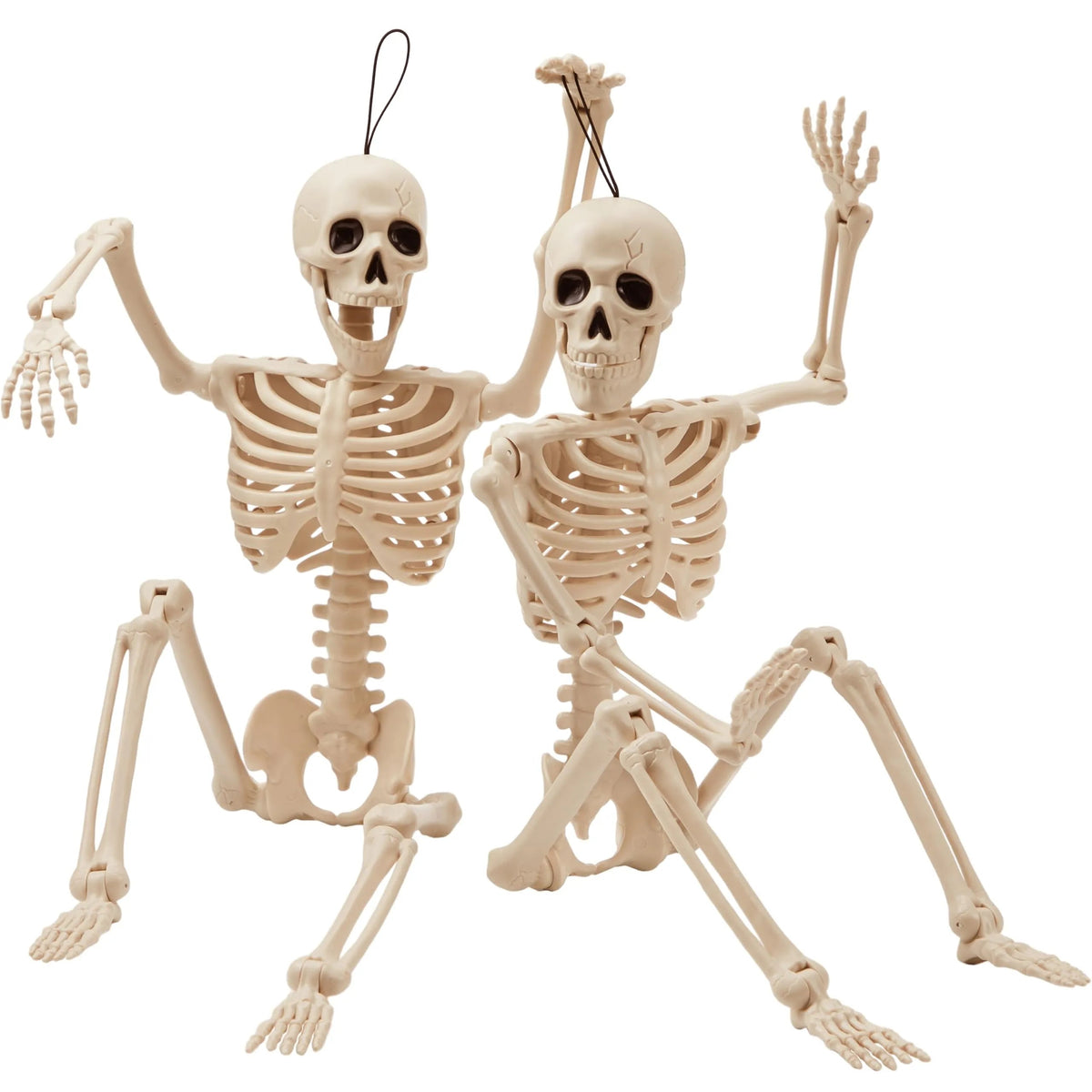 2 PCS 24-Inch Halloween Full Body Posable Skeletons - Human Plastic Bones with Movable Joints