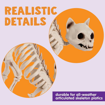 2 PCS Skeleton Cat Halloween Decorations Set - Animal Courtyard Decor
