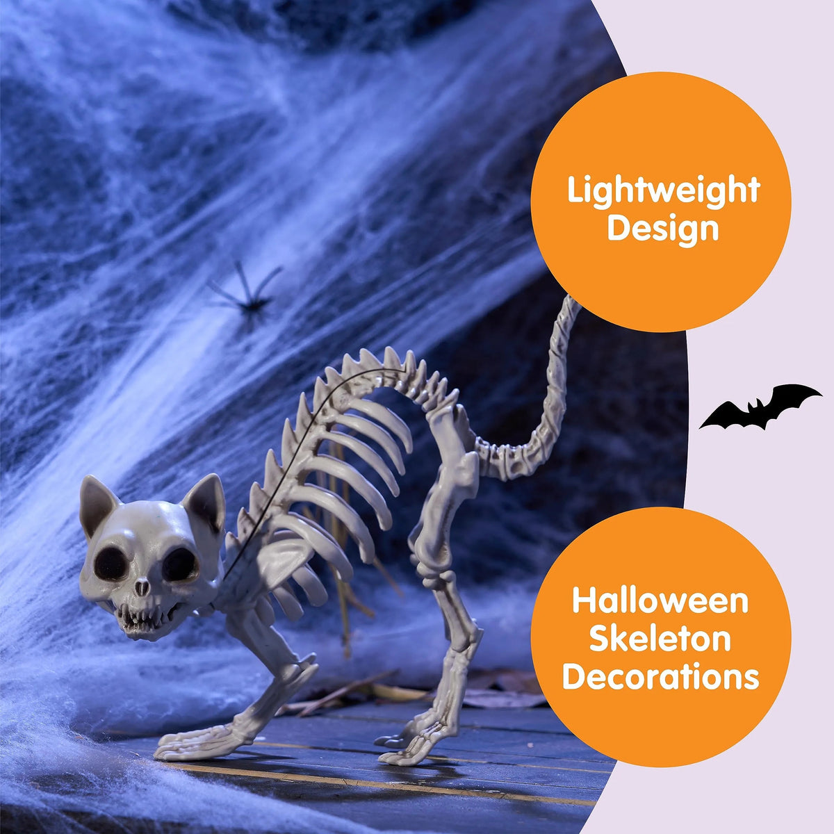 2 PCS Skeleton Cat Halloween Decorations Set - Animal Courtyard Decor