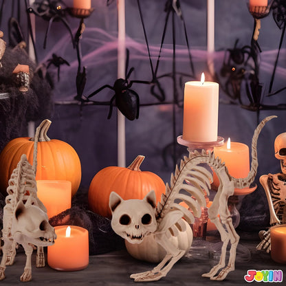 2 PCS Skeleton Cat Halloween Decorations Set - Animal Courtyard Decor