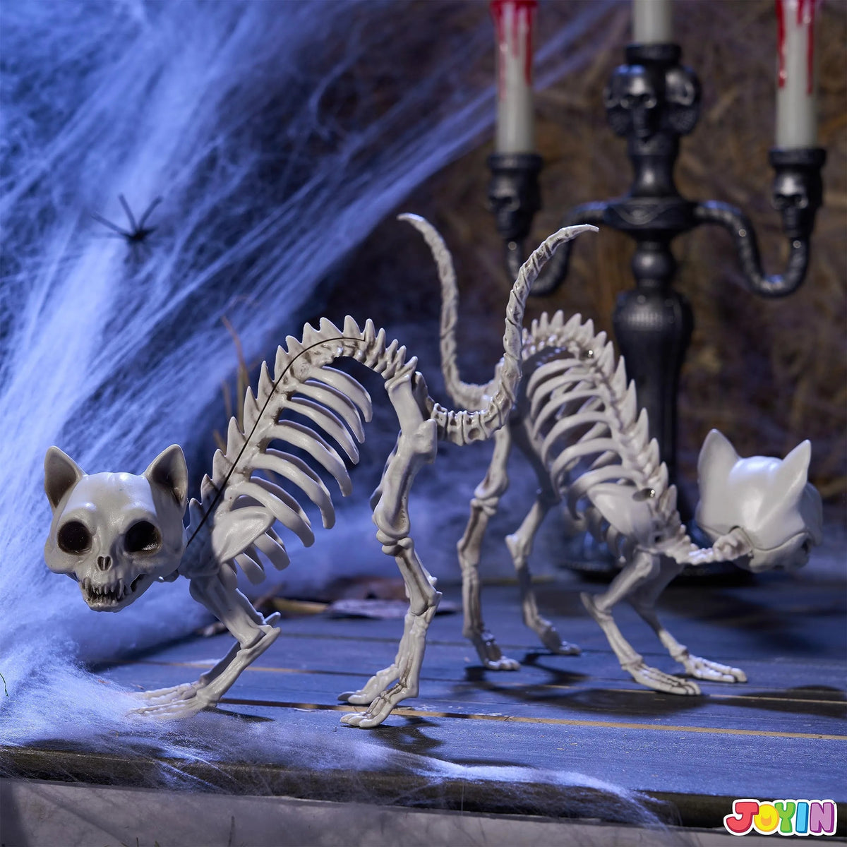 2 PCS Skeleton Cat Halloween Decorations Set - Animal Courtyard Decor