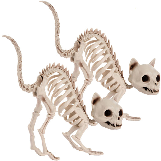 2 PCS Skeleton Cat Halloween Decorations Set - Animal Courtyard Decor