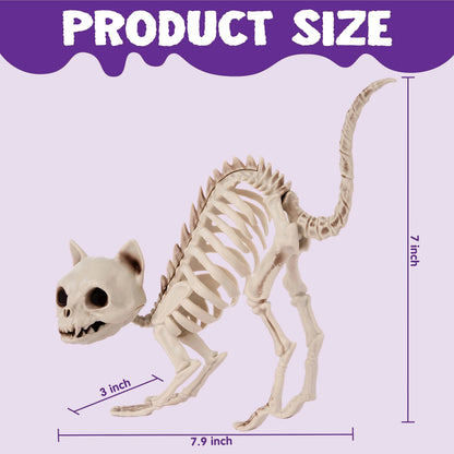 2 PCS Skeleton Cat Halloween Decorations Set - Animal Courtyard Decor