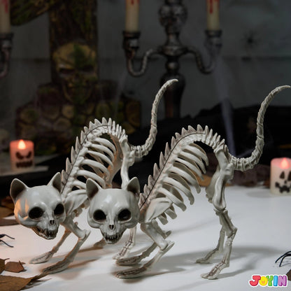 2 PCS Skeleton Cat Halloween Decorations Set - Animal Courtyard Decor