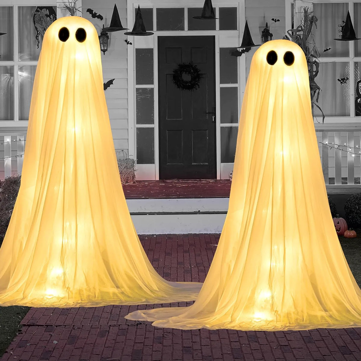 2-Pack 50-Inch Halloween Outdoor Light-Up Ghost Decorations