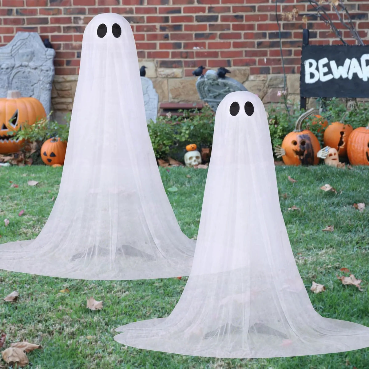 2-Pack 50-Inch Halloween Outdoor Light-Up Ghost Decorations