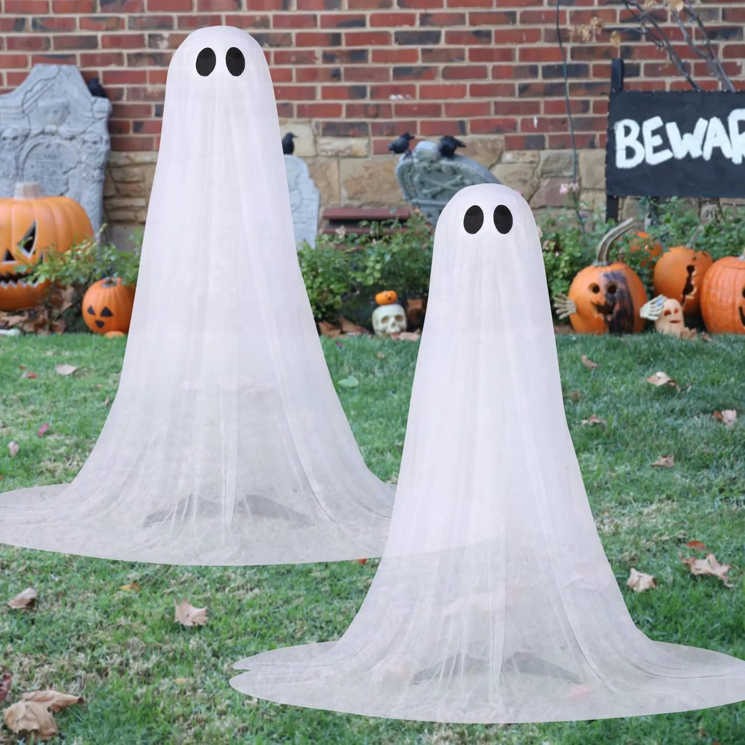 2-Pack 50-Inch Halloween Outdoor Light-Up Ghost Decorations