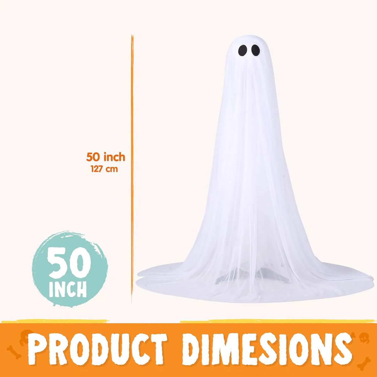 2-Pack 50-Inch Halloween Outdoor Light-Up Ghost Decorations