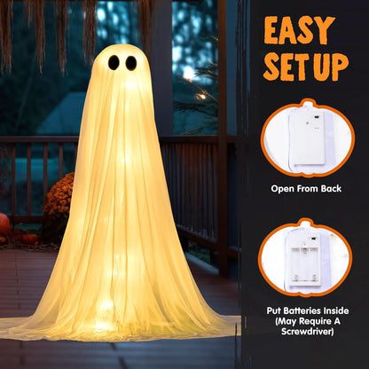 2-Pack 50-Inch Halloween Outdoor Light-Up Ghost Decorations