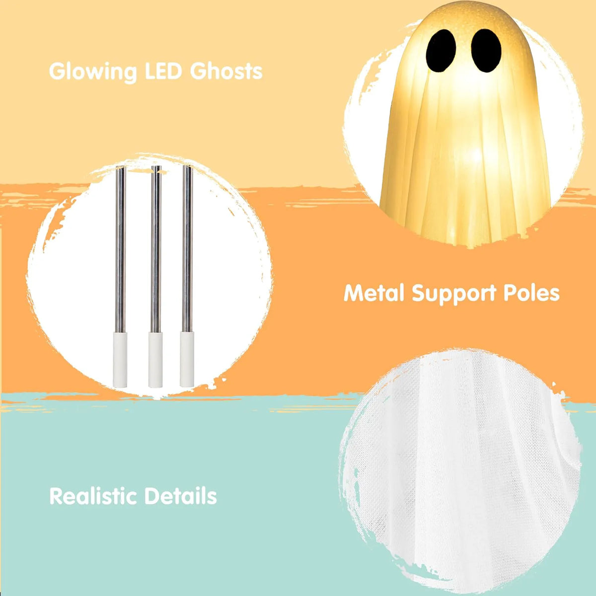 2-Pack 50-Inch Halloween Outdoor Light-Up Ghost Decorations