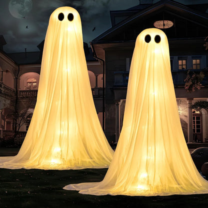 2-Pack 50-Inch Halloween Outdoor Light-Up Ghost Decorations