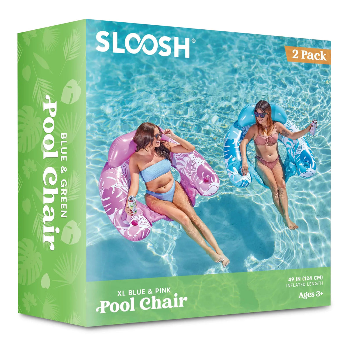 2 Pack Inflatable Pool Chairs with Cup Holders - Blow Up Floating Pool Floats