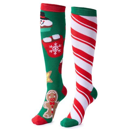 2 Packs Women's Knee High Winter Socks for Christmas, Warm Soft Novelty Socks