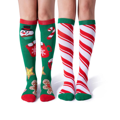 2 Packs Women's Knee High Winter Socks for Christmas, Warm Soft Novelty Socks