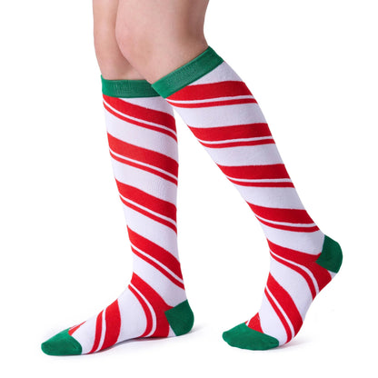 2 Packs Women's Knee High Winter Socks for Christmas, Warm Soft Novelty Socks