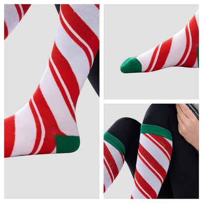 2 Packs Women's Knee High Winter Socks for Christmas, Warm Soft Novelty Socks