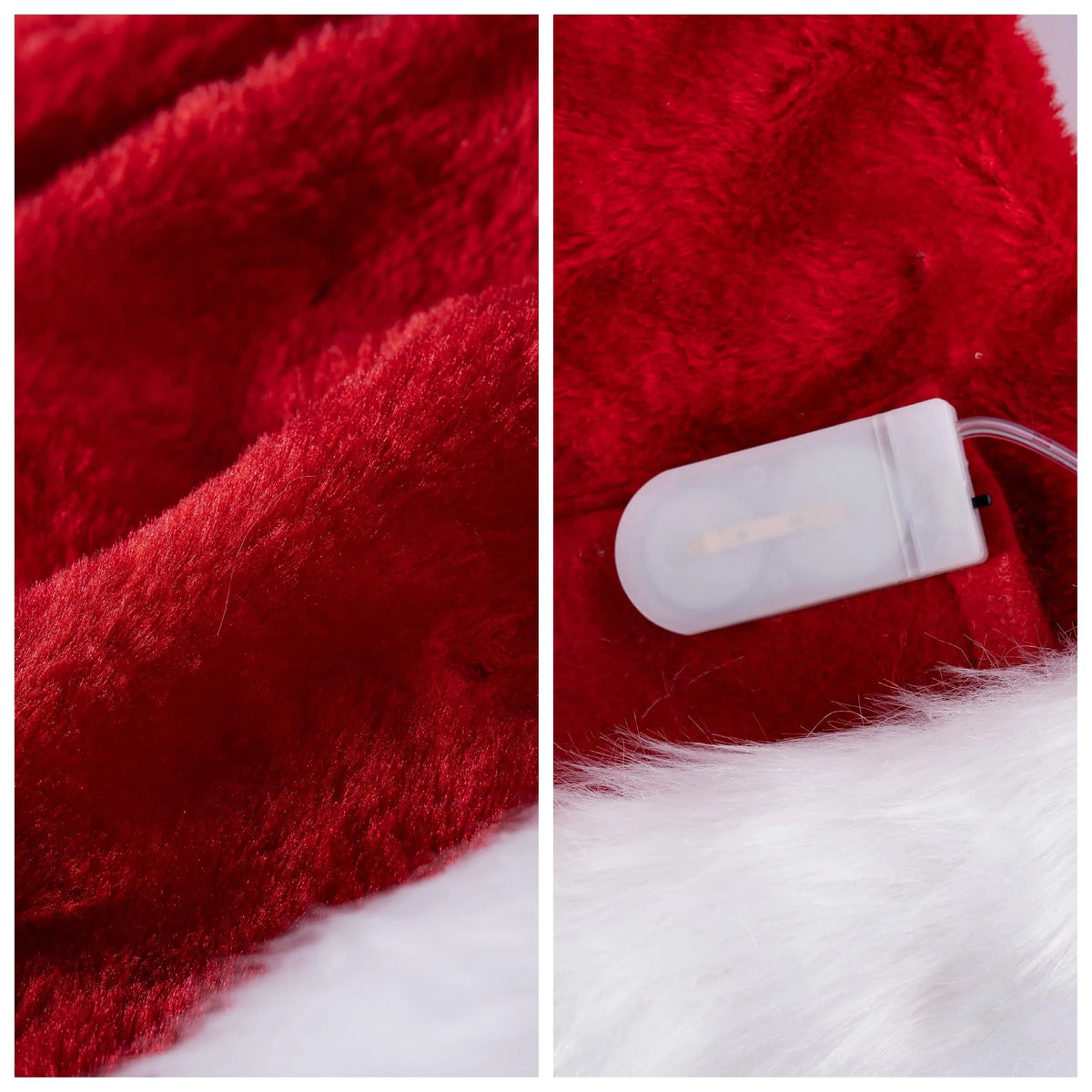 2 Pack Light-Up Santa Elf Hats for Adults with Pom Poms and Colorful Lights