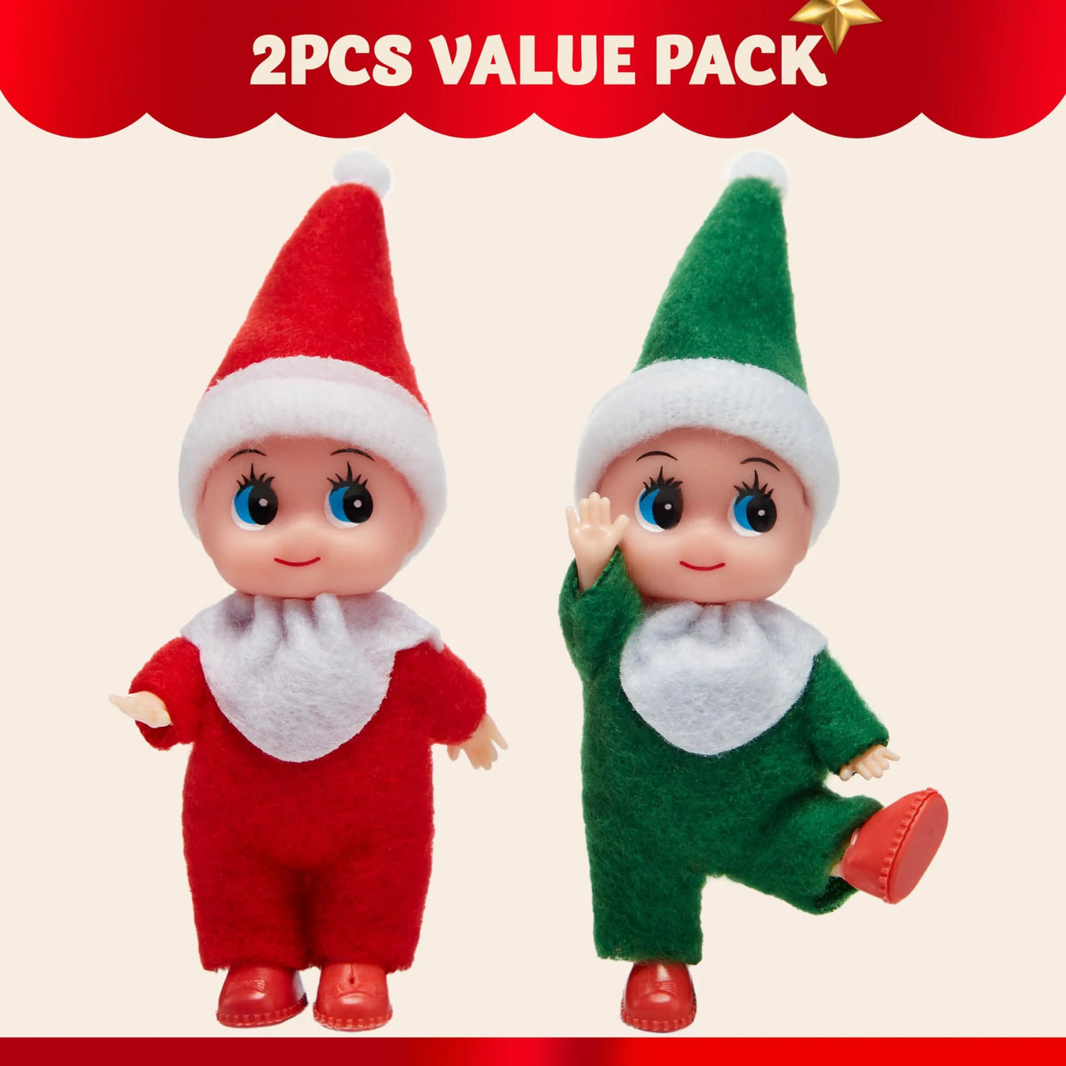 2 Pack Christmas Elf Plush Doll - Soft Tiny Toy