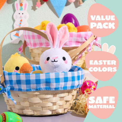 Set of 2 Easter Bamboo Woven Baskets with Handles for Party Treats and Picnics