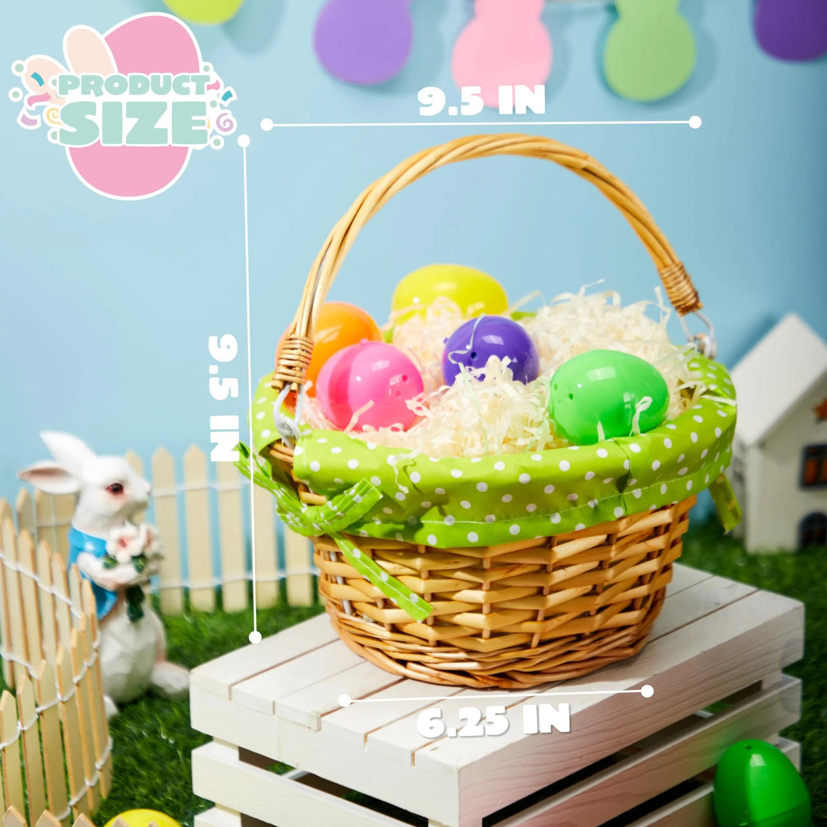 2-Pack Easter Rattan Wicker Baskets with Liners for Kids' Egg Hunt & Picnic