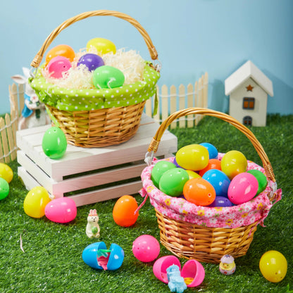 2-Pack Easter Rattan Wicker Baskets with Liners for Kids' Egg Hunt & Picnic