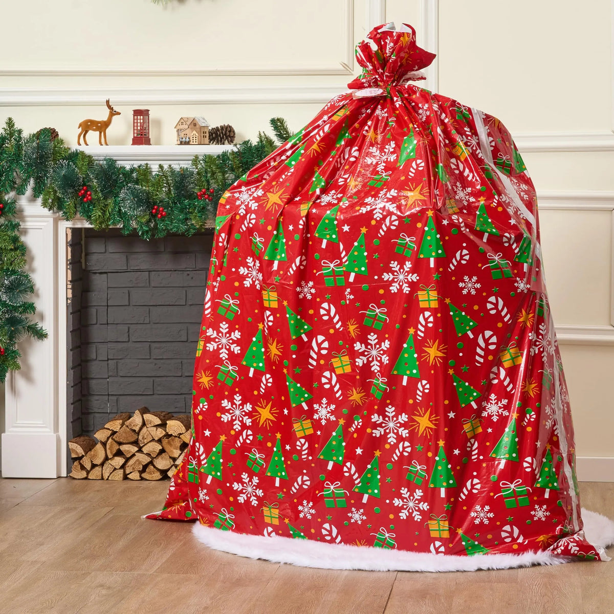 2-Pack Jumbo Christmas Bike Gift Bags - 72 x 60 Inch Plastic Holiday Gift Bags