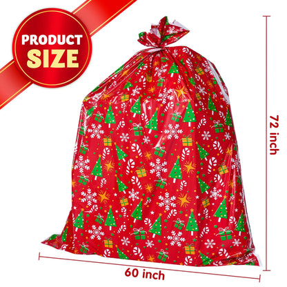 2-Pack Jumbo Christmas Bike Gift Bags - 72 x 60 Inch Plastic Holiday Gift Bags