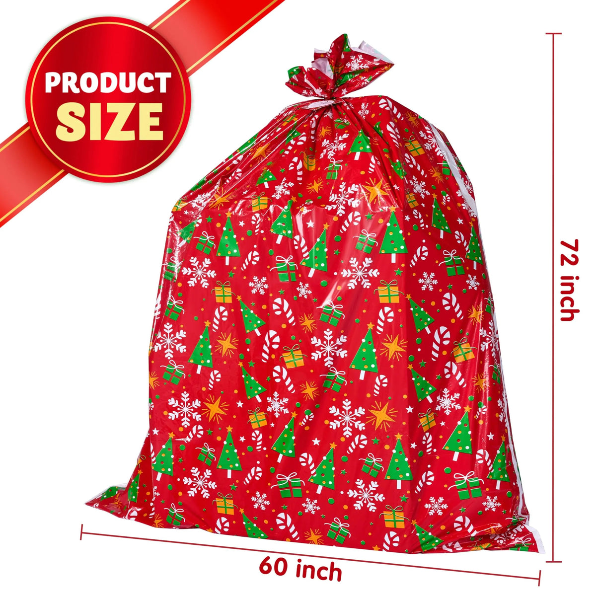 2-Pack Jumbo Christmas Bike Gift Bags - 72 x 60 Inch Plastic Holiday Gift Bags