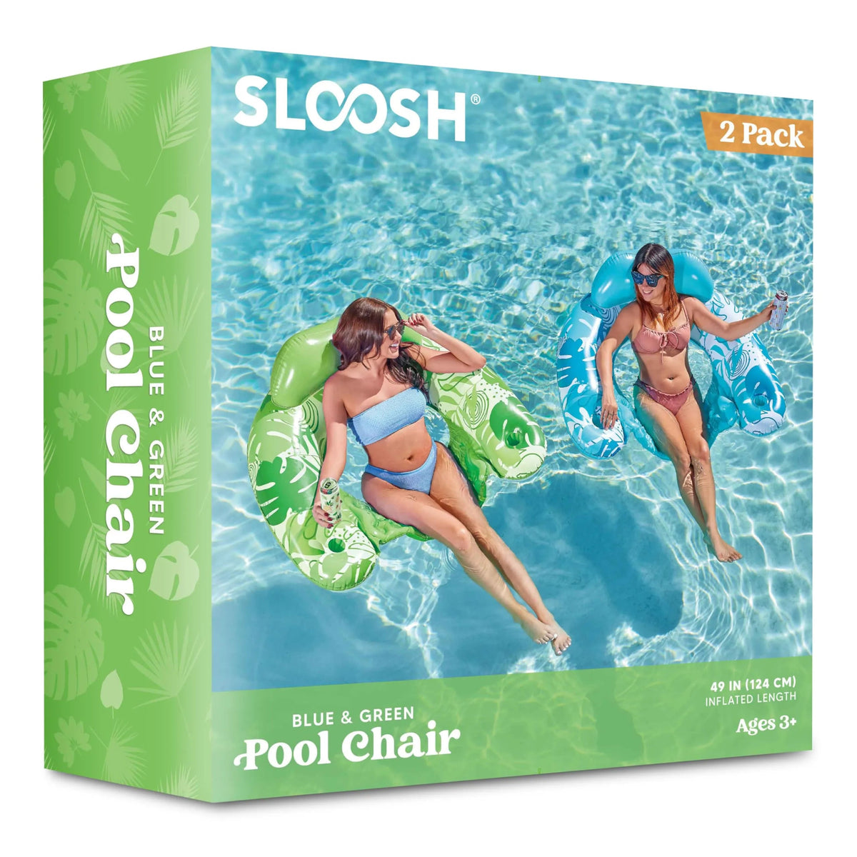 2 Pack Inflatable Pool Chairs with Cup Holders - Floating Lounge Floats