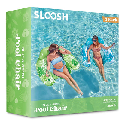 2 Pack Inflatable Pool Chairs with Cup Holders - Floating Lounge Floats