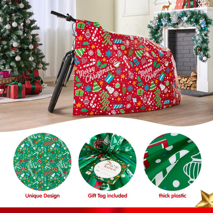 2-Piece Christmas Jumbo Bicycle Bags, Red & Green, 72x60 Inches