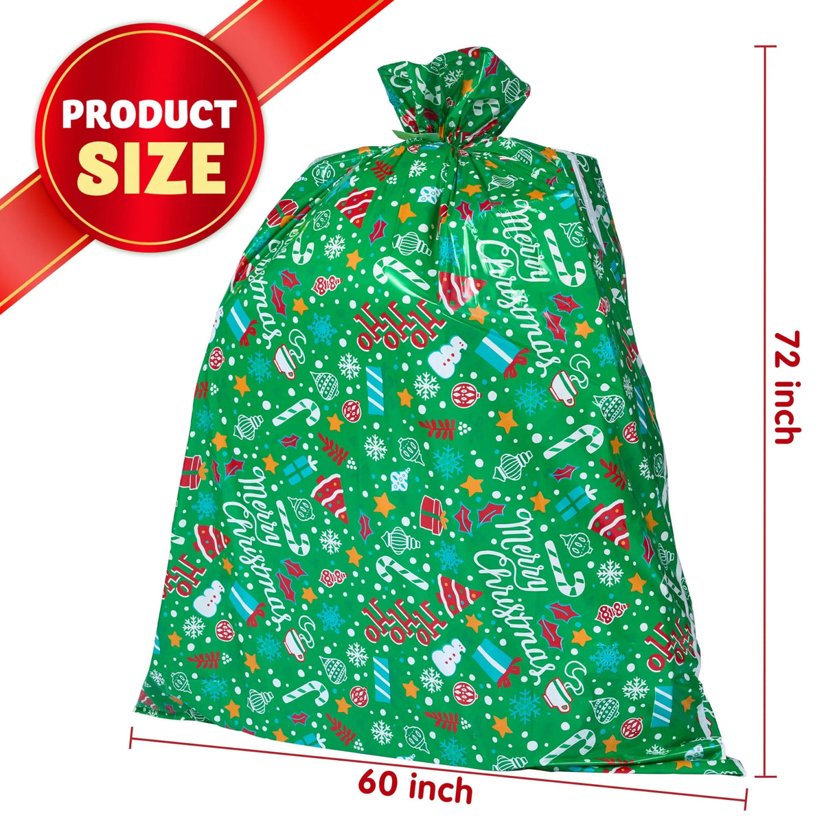 2-Piece Christmas Jumbo Bicycle Bags, Red & Green, 72x60 Inches