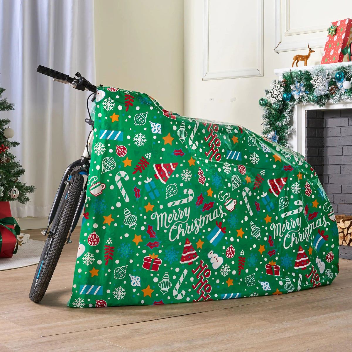 2-Piece Christmas Jumbo Bicycle Bags, Red & Green, 72x60 Inches