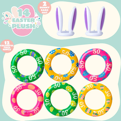 Inflatable Bunny Ears Ring Toss Game (2 Sets) for Indoor & Outdoor Parties