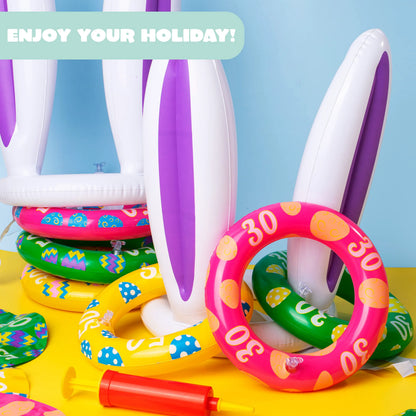 Inflatable Bunny Ears Ring Toss Game (2 Sets) for Indoor & Outdoor Parties