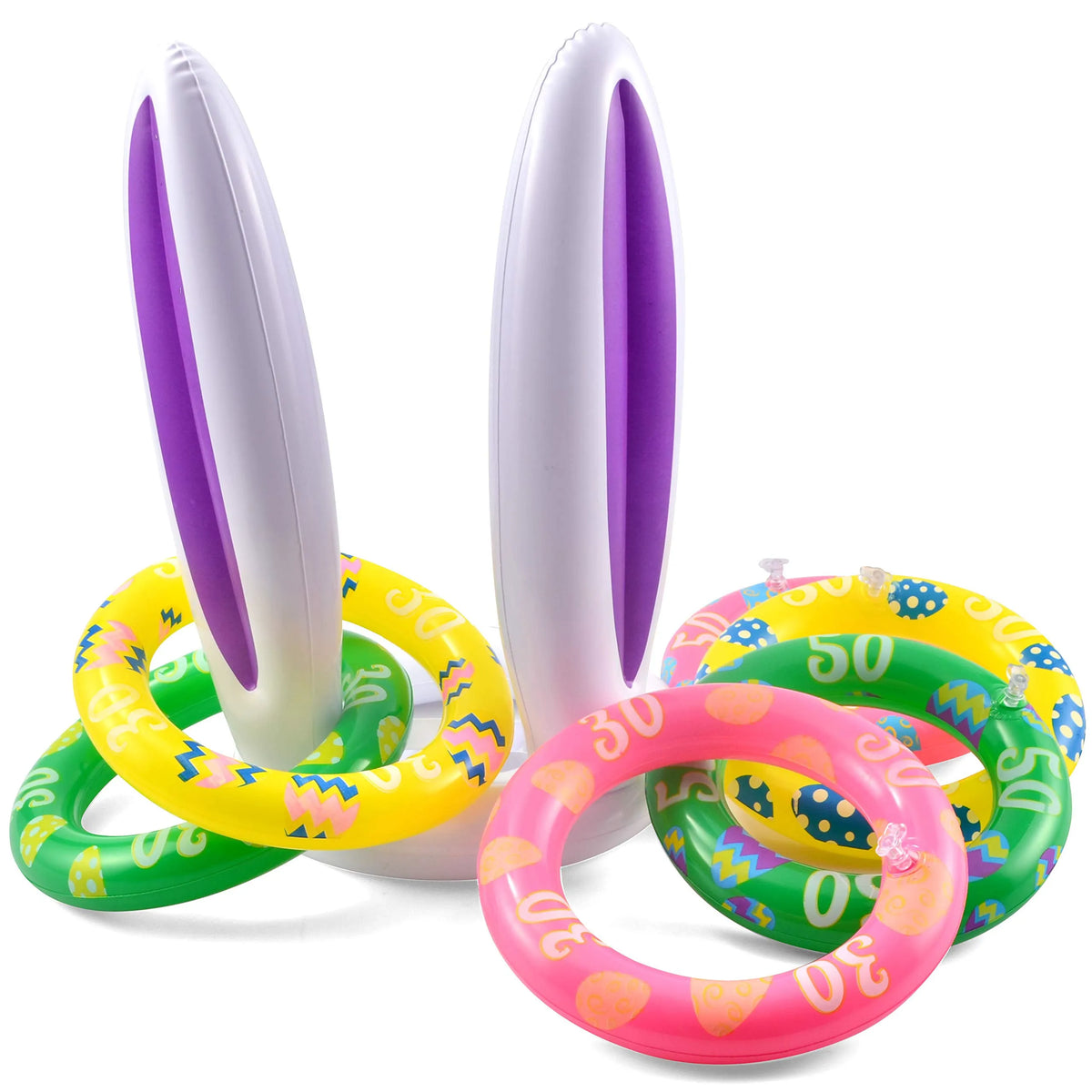 Inflatable Bunny Ears Ring Toss Game (2 Sets) for Indoor & Outdoor Parties