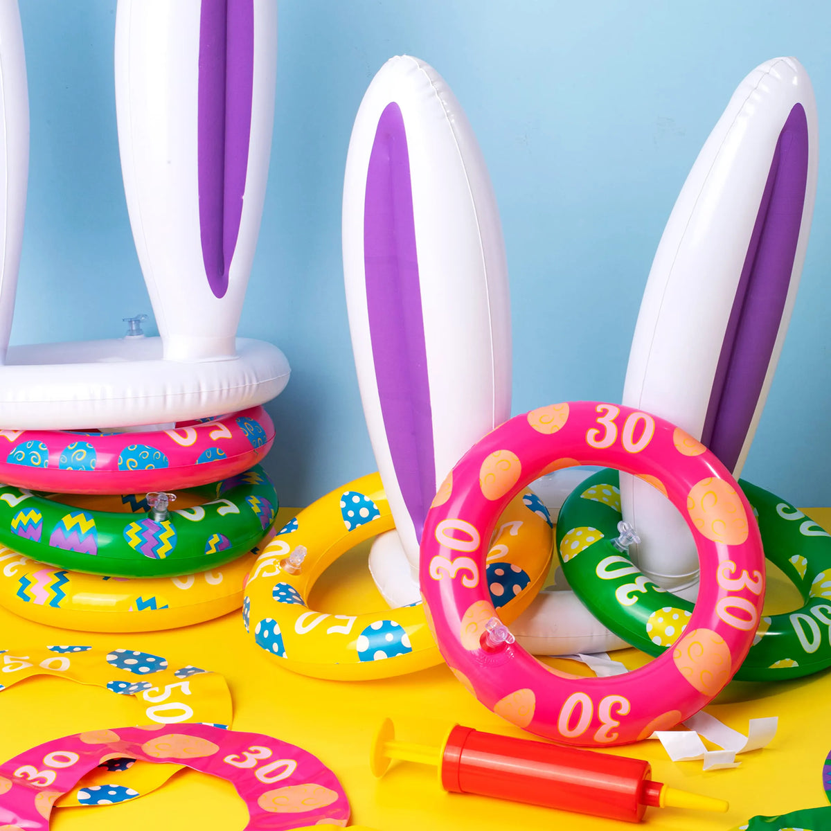 Inflatable Bunny Ears Ring Toss Game (2 Sets) for Indoor & Outdoor Parties